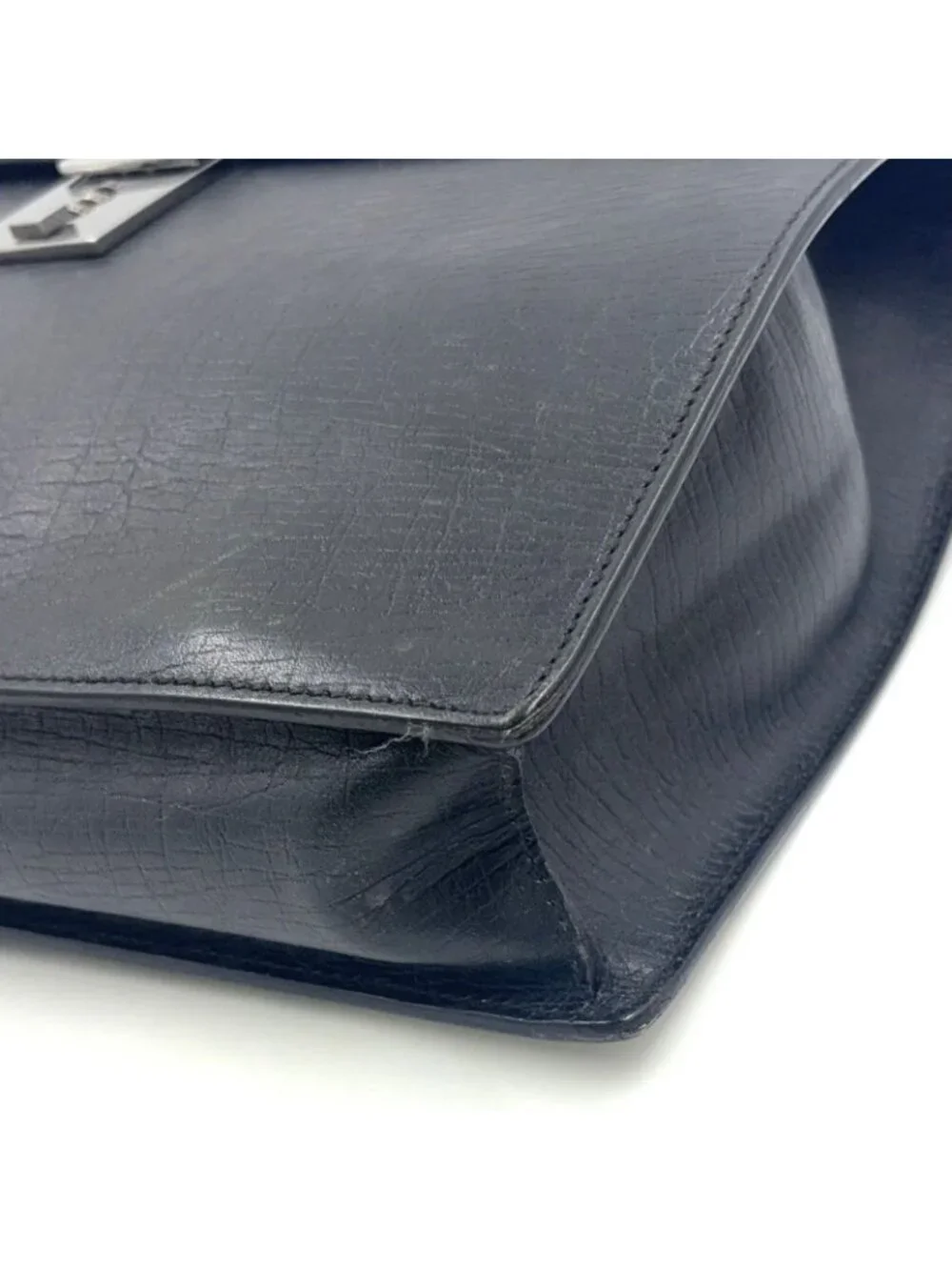 Gucci Guccissima Leather Black Business Bag Silver